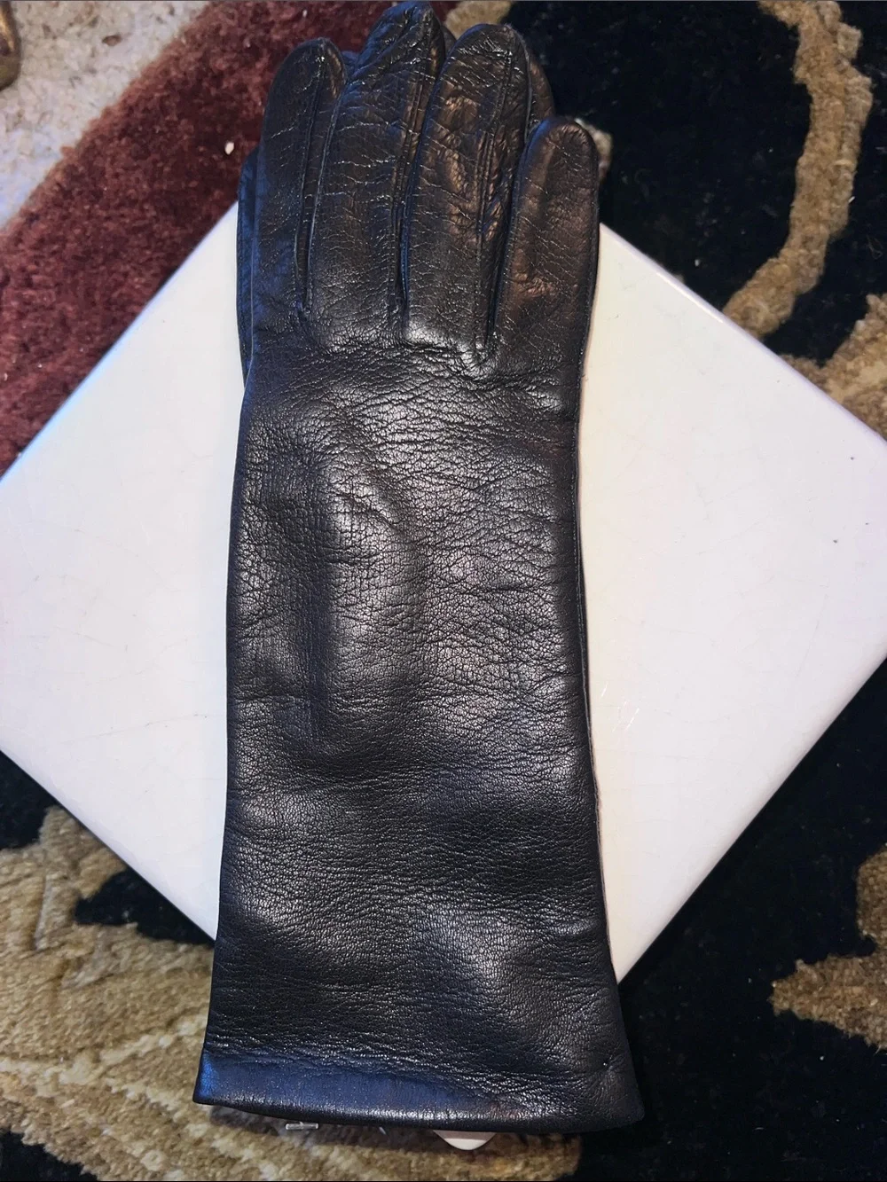 Women’s Long Black Leather Gloves NWT Made in Italy